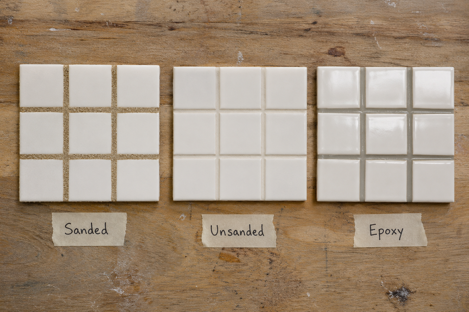 sanded vs unsanded vs epoxy grout comparison
