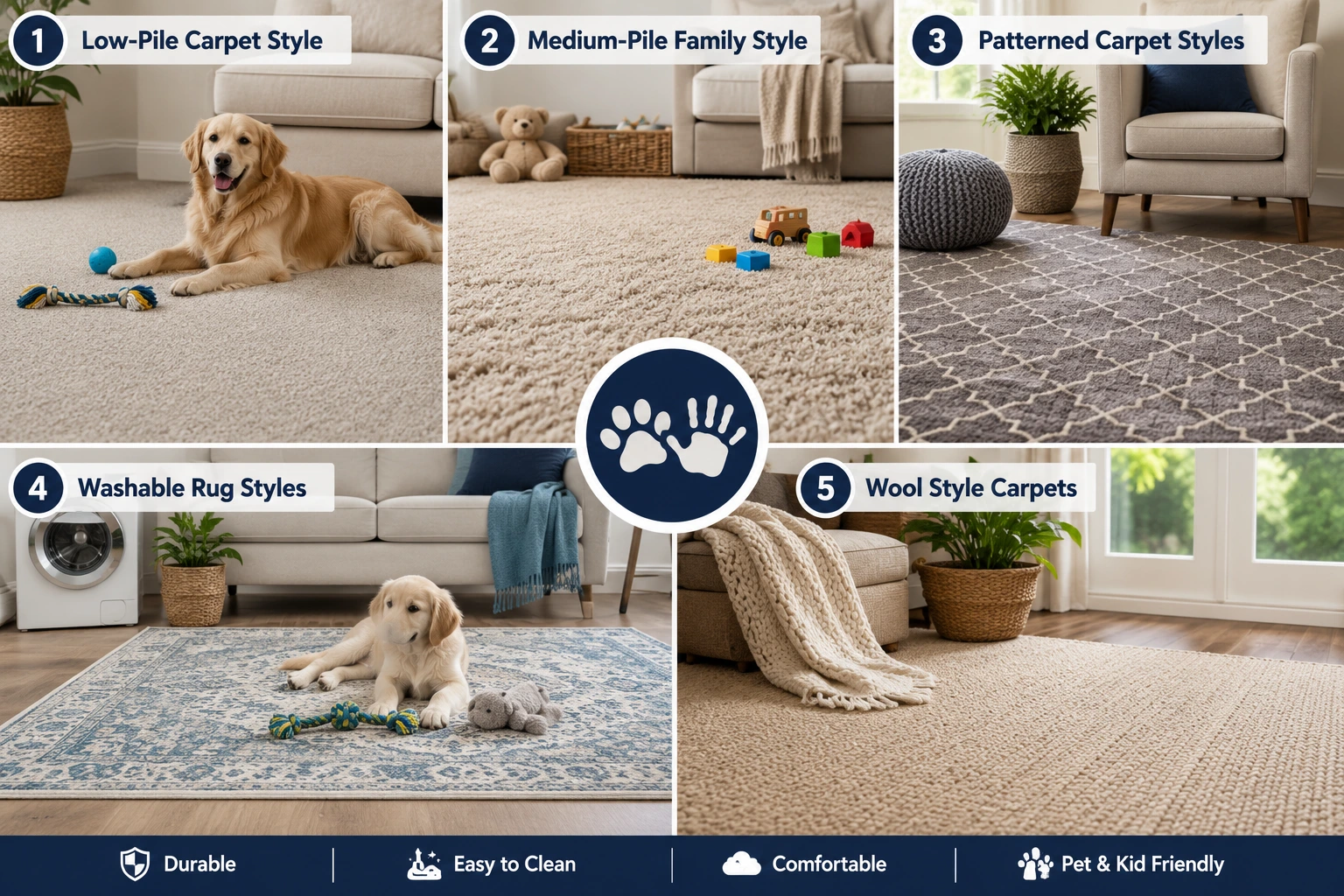 Choose Carpet Styles For Pets and Kids