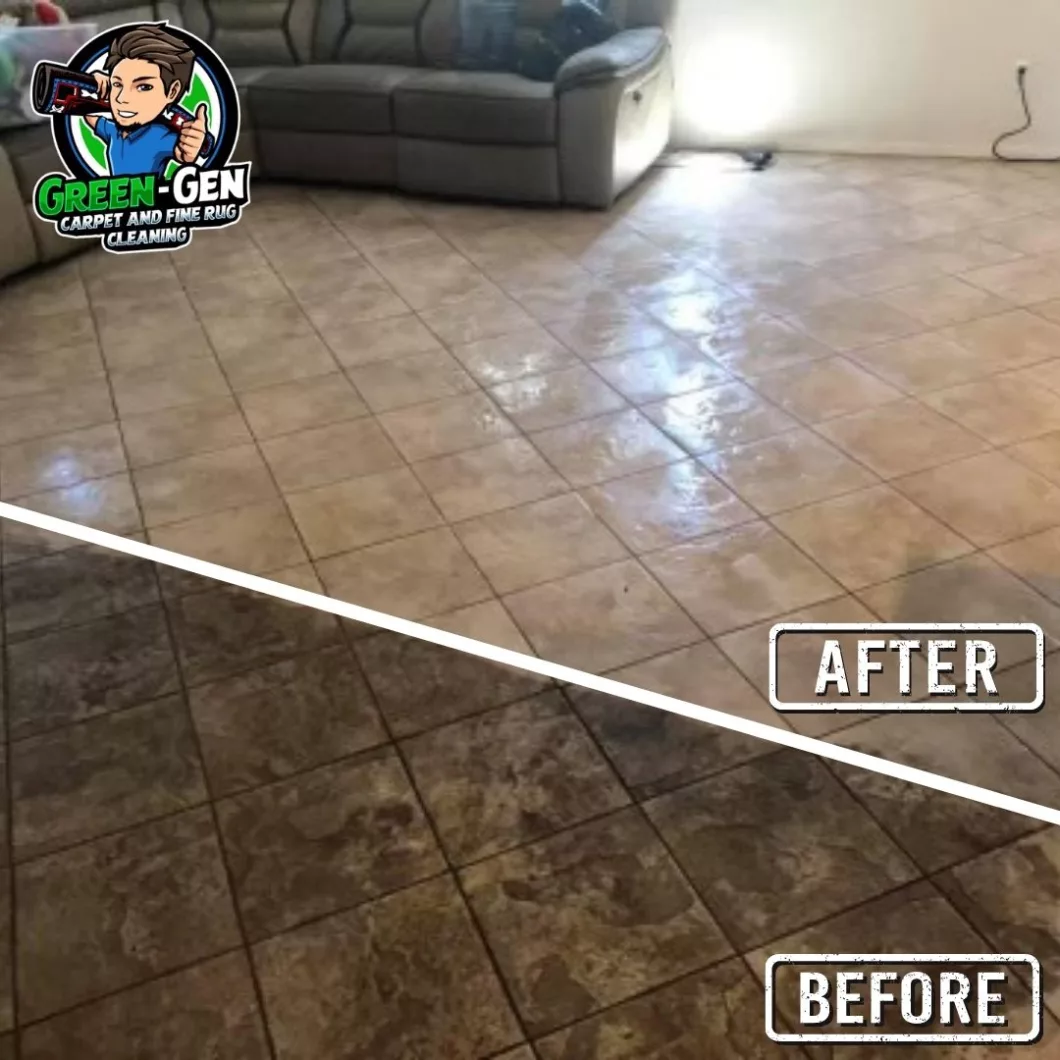 living room tile cleaning before and after in Glen Ellyn, Illinois