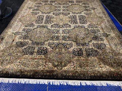 Oriental Rug with fringe being professionally cleaned in South Elgin, Illinois