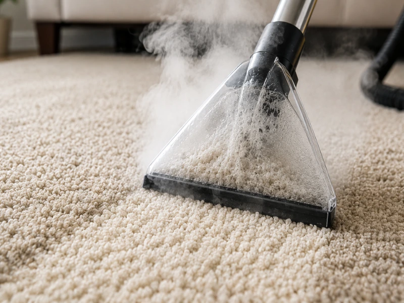 Steam rising from carpet fibers