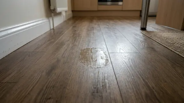 Visible sticky residue on vinyl floor
